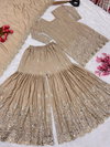 Beige Colour SR 1616 Embroidery Chinon Silk Readymade Sharara Suits Wholesalers In Surat